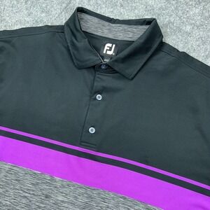 Footjoy Polo Shirt Men 2XL Black Gray Purple Old South Performance Golf Stretch